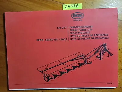 $20 • Buy Vicon Greenland CM217 Series 14062 Disc Mower Parts Manual 70.009.176