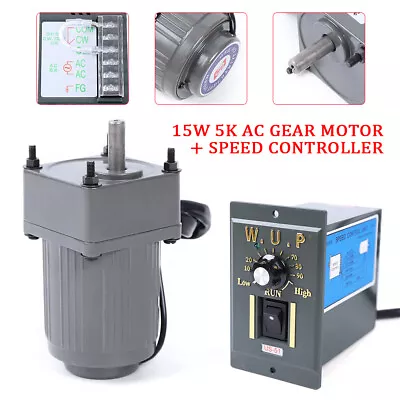 15W 5K Gear AC Motor Reduction Gearbox + Variable Speed Controller 110V 270~0RPM • $47.94