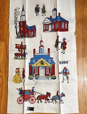 KAY DEE 100% Pure Linen Tea Towel Kitchen Historic Colonial Town 17X30  Vintage • $16.50