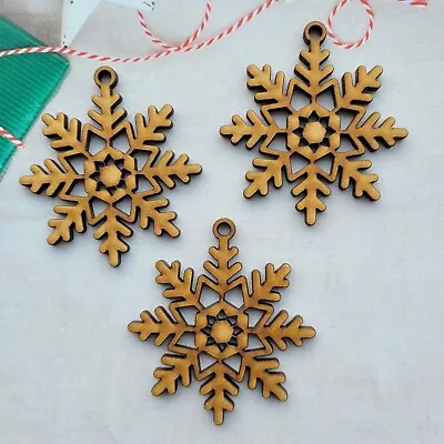 Wooden MDF Christmas Snowflake - Craft Shapes Blanks Xmas Designs Decoration V5 • £2.45