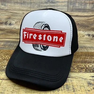 Firestone Tire Mens Trucker Hat Black Snapback Vintage Logo Automobile Ball Cap • $19.99