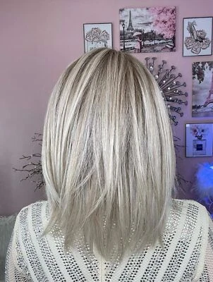 $36.09 • Buy Short Ash Blonde Wig Highlight Blonde Lace Front Wigs L Part For Women Glueless 