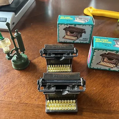 Die Cast Miniature Pencil Sharpeners Lamp Typewriter(2) (Lot Of 3 VTG) • $14.99