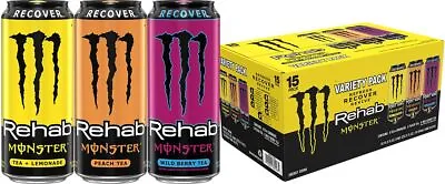 (15 Pack) Monster Rehab Variety Iced Tea + Lemonade Energy Drink 15.5 Fl Oz • $40.99