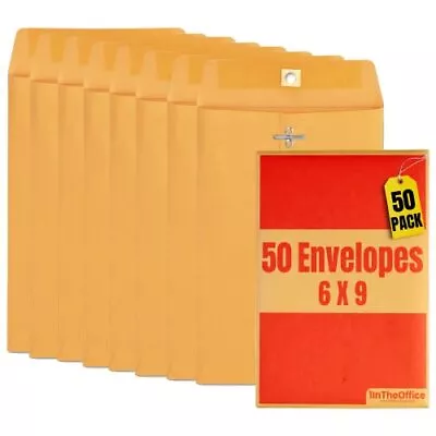 Brown Envelopes 6x9 Manilla Envelopes With Clasp Gummed Flaps 50/Box • $27.44