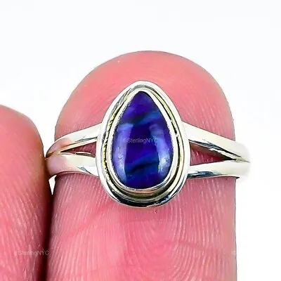 Natural Lapis Lazuli Gemstone 925 Sterling Silver Band Ring Size 6 For Girls • $7.99