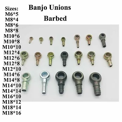 £7.29 • Buy Barbed Banjo Unions Various Size Fitting Fuel Hose M8 M16 M18 M10 M12