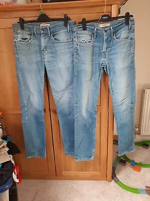 2 Pairs Vintage Levi's 519 Denim Jeans Slim Blue W32 L34 • £5