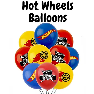 12pcs Hot Wheels Balloons Birthday Party Helium Decor 12  Latex Racing Car Boys • £3.99