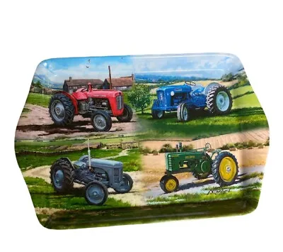 Melamine Small Snack Dish - Small Tray - Drinks Tray - Tractors Design Red Green • £4.99