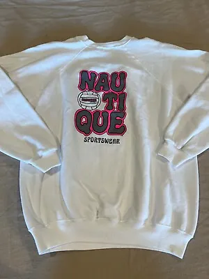 Vintage Nautique Volleyball Sportswear White Crewneck Sweatshirt Fleece XL 80s • $30