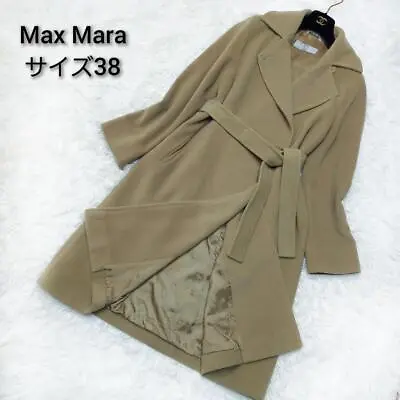 Max Mara Manuela Belted  Long Coat Wool  Long Length Beige Size38 US4 • $320.18