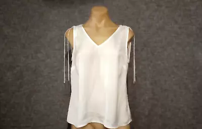 Basque Top Womens Size 10 White Sleeveless V Neck Blouse  • $12