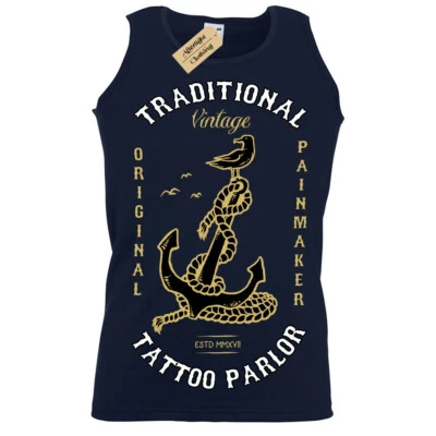 £10.95 • Buy Tattoo Palor T-Shirt Vintage Anchor Pain Original Vest Mens 