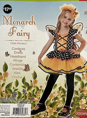 Monarch Fairy Costume With Wings & Head Band  Toddler Sz 2T B1D15 • $15