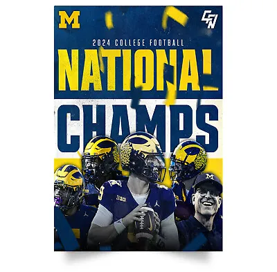 Michigan Wolverines Football Playoff 2023 National Champions Poster Decor Home • $50.99