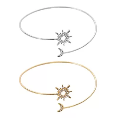 Simple Zircon Sparkling Moon Upper Arm Cuff Armlet Armband Bangle Women Jewelry • £4.02