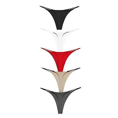 Sexy Underwear For Women Thong Low Rise G String Panties 5 Pack Low Waist T • £3.88