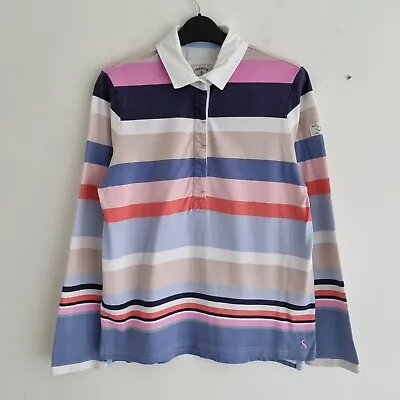 Joules Polo Shirt Multi Stripe Size 10 Rugby Nautical Breton Long Sleeve Collar • $25.26