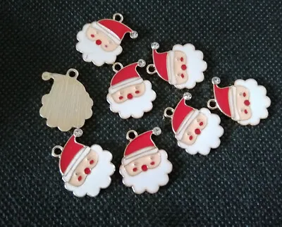 Enamelled Father Christmas Santa Claus Charm With Rhinestone - Pack Of 2 • £1