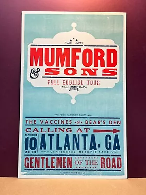 Mumford & Sons Full English Tour 2013 Atlanta GA HATCH SHOW PRiNt POsTER • $199.99