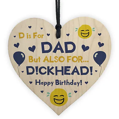 Rude Birthday Gift For Dad Novelty Wood Heart Gift For Him Dad Birthday Present • £3.99