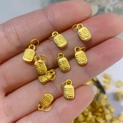 1pcs Pure 999 24K Yellow Gold For Women Small Fu Charm Pendant 0.2-0.3g • $65.65