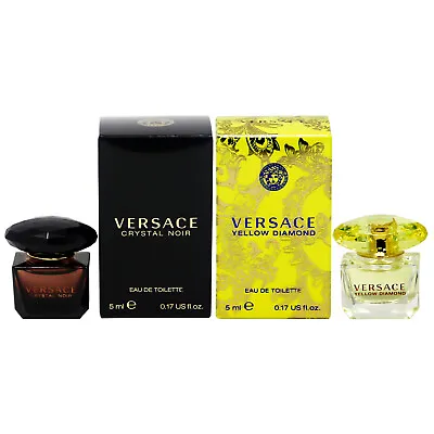 Mini Versace Crystal Noir EDT 5ml & Yellow Diamond EDT 5ml Bottle Gift Set NEW!! • $21.49