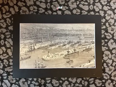 ENGLAND Manchester Ship Canal   Vintage Art Print Illustration Rare • £39.99