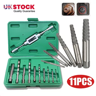 11x Broken Screw Extractor Remover Set Easy Out Damaged Drill Bits Bolt Tool Kit • £8.49