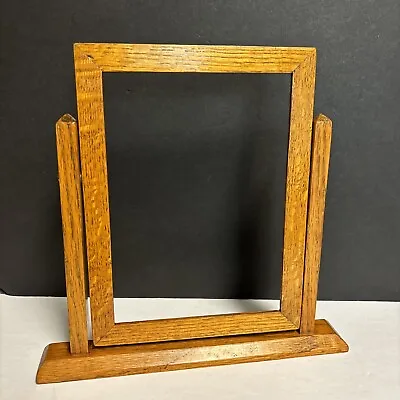 Antique Arts & Craft Mission Oak Wood Tilt Swivel Picture Frame For 9  X 6 1/2  • $68.95
