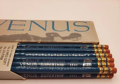 VINTAGE VENUS BLUE BAND SUPERTHIN PENCIL W/SUPERTHIN LEAD -11 New PENCILS- #3561 • $119.99