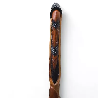 Antique Vintage Hand Carved African Mask Floral Wooden Walking Stick / Cane • $150