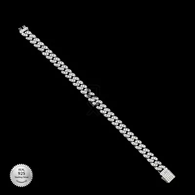 Miami Cuban Link Bracelet MOISSANITE 14k White Gold Plated 925 Sterling Silver • $120.50