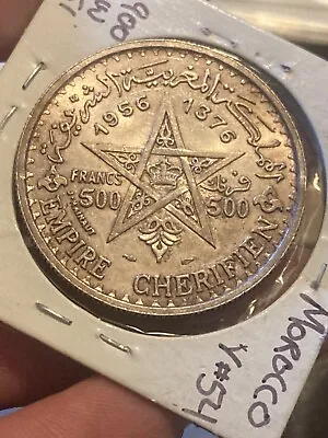 Morocco 1956/1376 500 Francs Silver Coin • $117