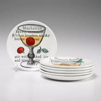 Fornasetti Italy Porcelain Drink Cocktail Recipe Barware Coasters 6 PC Lot VTG • $299.99
