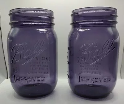 Ball Mason Jar  IMPROVED  PURPLE Pint American Heritage Collection  Lot Of 2 • $14.85