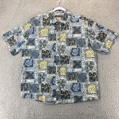 Duke Kahanamoku Size XL Blue Floral Hawaiian Short Sleeve Button Camp Shirt Mens • $26.55