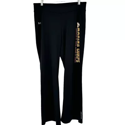Under Armour Joggers Marine Corps Womens Large Black Heat Gear Running Flare New • $29.99