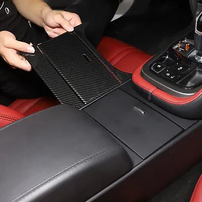 ABS Carbon Fiber Center Storage Panel Overlay Trim Fits Jaguar F-TYPE 2013-2024 • $49.99