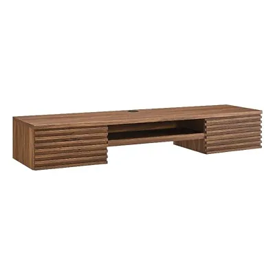 Modway Render Wall Mount Particleboard And Wood Office Desk In Walnut • $191.77