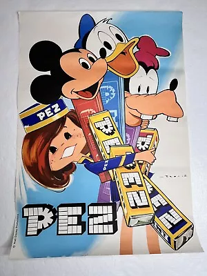 Vintage Walt Disney Poster Rare PEZ Mickey Donald Goofy Girl 23 X 33 • $279.77