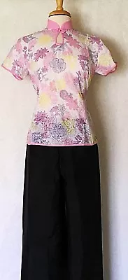 Traditional Chinese Women Short Sleeve Shirt Top With Mandarin Collar In Fu Word • $14.99