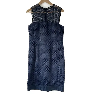 Diane Von Furstenberg Kinchu Lace Dress Navy Blue Sleeveless DVF Women’s Size 10 • $42