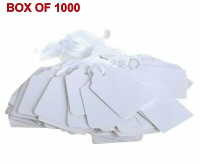 £12 • Buy 1000x Quality White Strung Price Ticket Tags Labels Retail Clothing Gift Tags