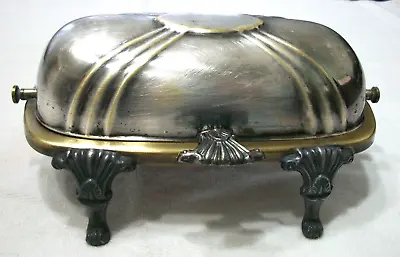 Vntg Epca Bristol Silverplate By Poole 46 Standing Roll-top Rococo Butter Dish • $18.95