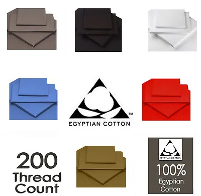 £8.99 • Buy Luxury 100% Egyptian Cotton Fitted , Flat Sheets 200 Thread Count All Sizes