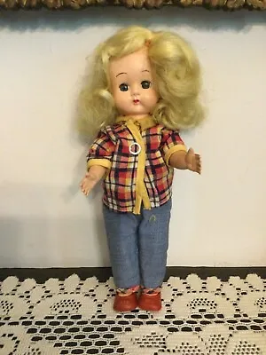 $25 • Buy 9  Hard Plastic Walker Virga Lucy Doll Wearing Jeans And Plaid Shirt 1956