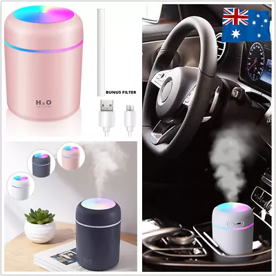 USB Car Air Purifier Diffuser Aroma Oil Humidifier Mist Led Night Light Home AU • $12.99