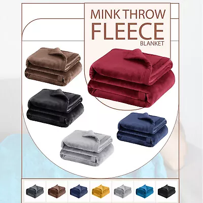 Large Fleece Throw Blanket Super Soft Reversible Mink Queen Size Sofa Bed Throws • $24.99